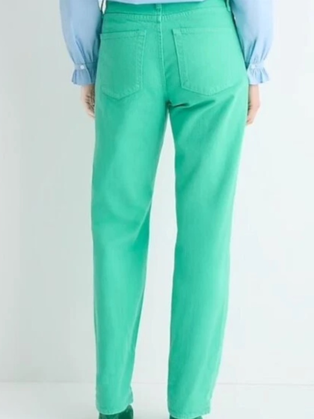 NWT J. Crew Mid-Rise Slouchy Straight Green Jeans Waist 26 - Picture 7 of 14